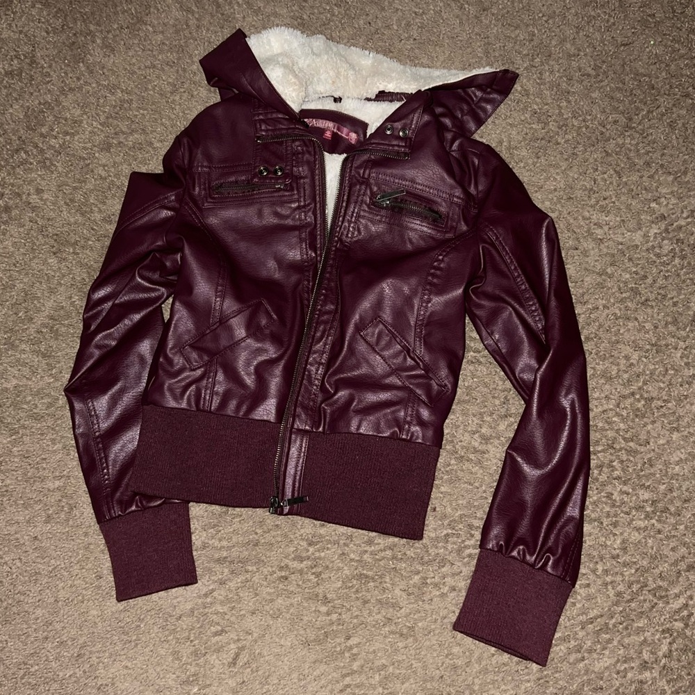 Rue21 Deep Burgundy Leather Jacket